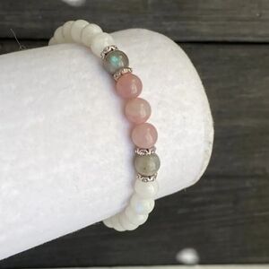 Moonstone Labradorite & Rose Quartz - Balance Calming Spiritual Bracelet